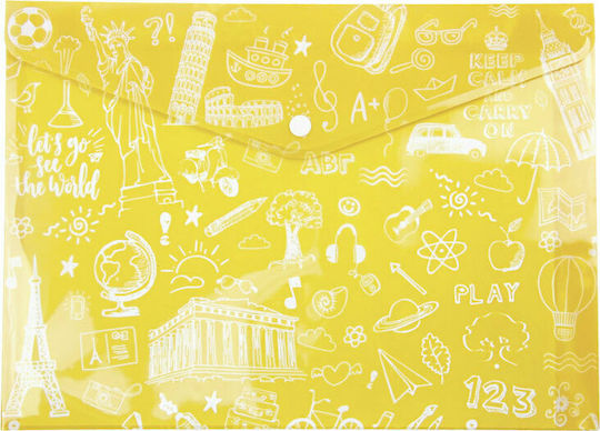 Typotrust Folder with Button for Paper A4 12pcs Doodle (Μiscellaneous colours)
