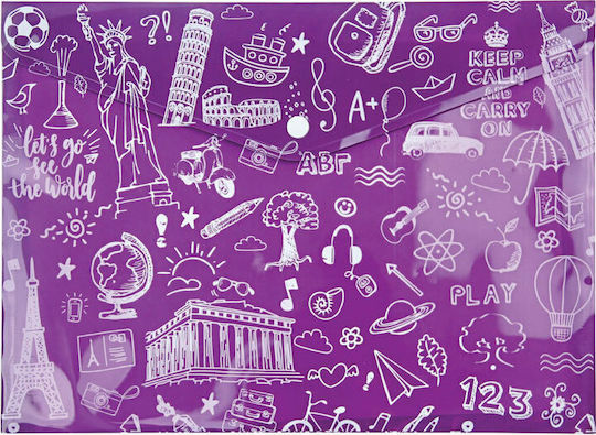 Typotrust Folder with Button for Paper A4 12pcs Doodle (Μiscellaneous colours)