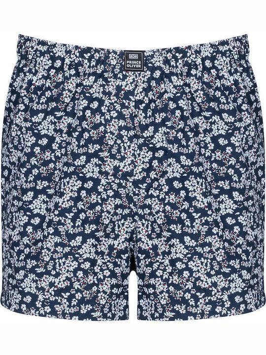 Prince Oliver Herren Boxershorts Blau mit Mustern 3Packung