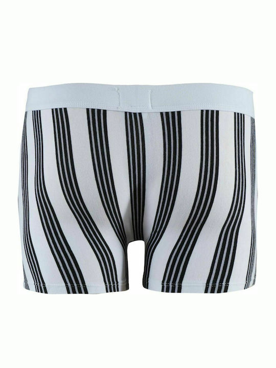 Uomo 3PH086 Herren Boxershorts White / Blue / Grey mit Mustern 3Packung