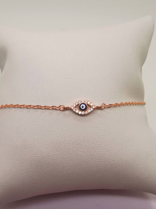 Women's pink gold silver bracelet 925 with stone eye