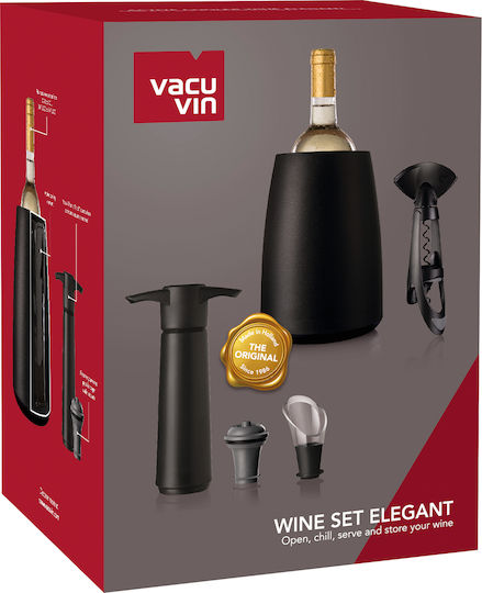 Vacu Vin Elegant Σετ Αξεσουάρ Κρασιού Μαύρο 5τμχ 3890660