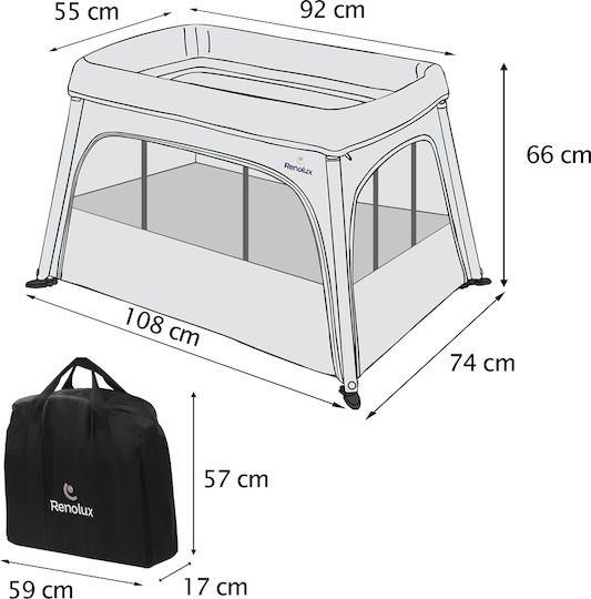 Renolux Fovea Griffin Loc de joacă 2 Nivele cu Saltea Gri 108x55cm