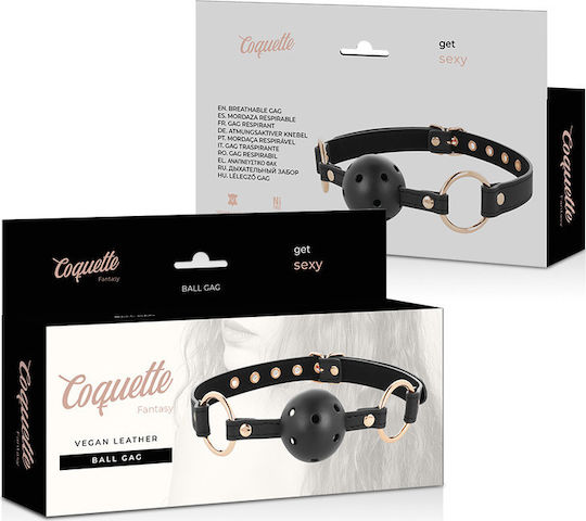 Coquette Vegan Leather Ball Gag Φίμωτρο σε Μαύρο Χρώμα
