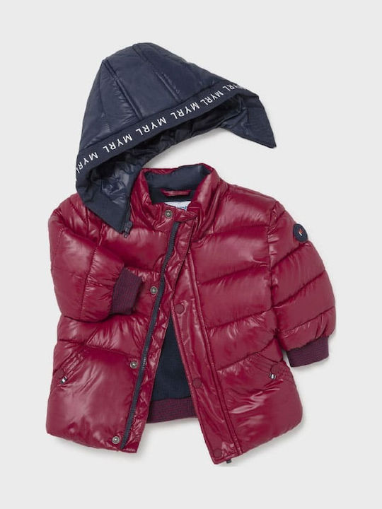 Kids' Quilted Jacket Long with Hood Burgundy