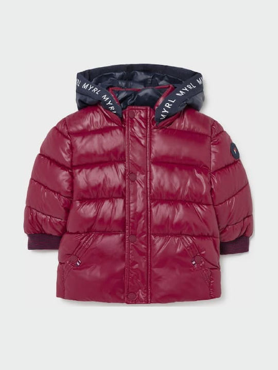 Kids' Quilted Jacket Long with Hood Burgundy