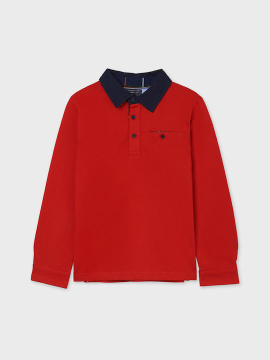 Mayoral Kids Polo Long Sleeve Red