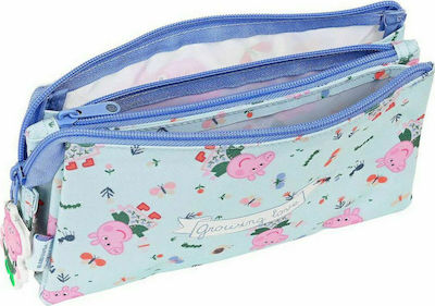 Safta Pencil Case with 3 Compartments Light Blue