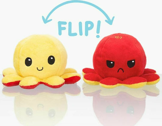 Jucărie de pluș Reversible Octopus Roșu/Galben 12 cm.