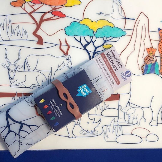 Super Petit Painting Silicone Coloring Placemat "Africa Savanna"