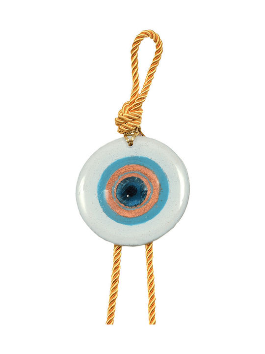 Handmade glass eye charm ''Kallistis'' DBAG12 37cm light blue-white-gold -