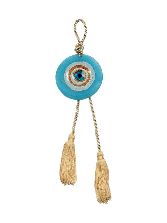 Handmade glass eye charm ''Kallistis'' DBAG1 38cm light blue-white-gold -