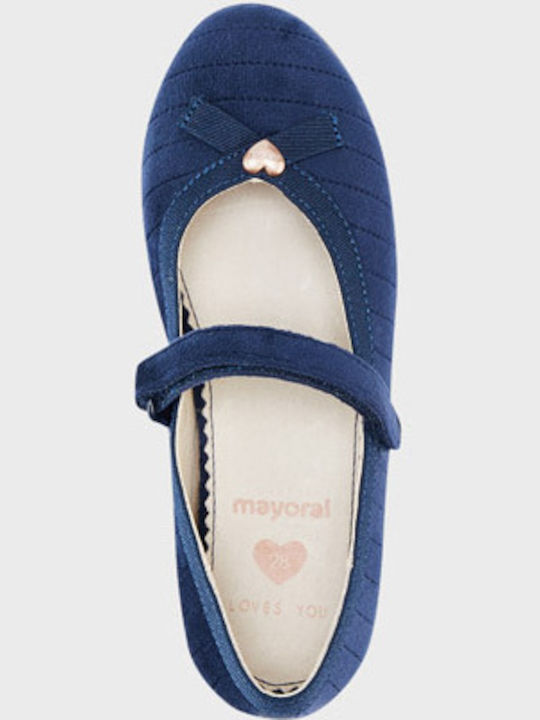 Mayoral Kids Suede Ballerinas with Hoop & Loop Closure Blue