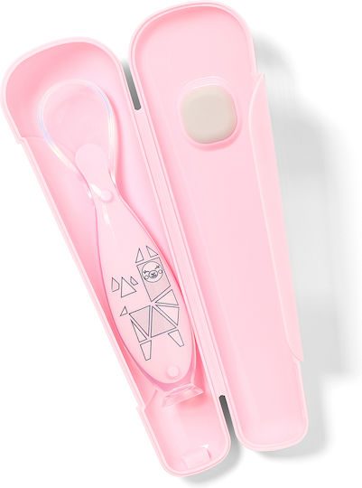 Babyono Βρεφικό Κουτάλι από Σιλικόνη σε Θήκη Pink