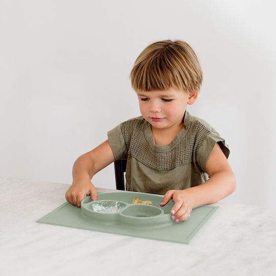 Ezpz Happy Mini Square Green Silicone Baby Weaning Tray for 24+ Months