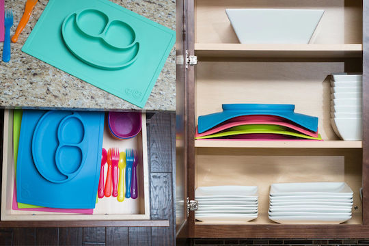 Ezpz Happy Mini Square Green Silicone Baby Weaning Tray for 24+ Months