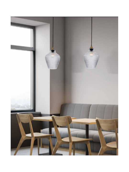 Zambelis Lights Adjustable Pendant Light Transparent Bell with Socket E27 20cm