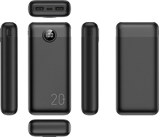 Veger VP2039 Power Bank 20000mAh 20W με 2 Θύρες USB-A και Θύρα USB-C Μαύρο