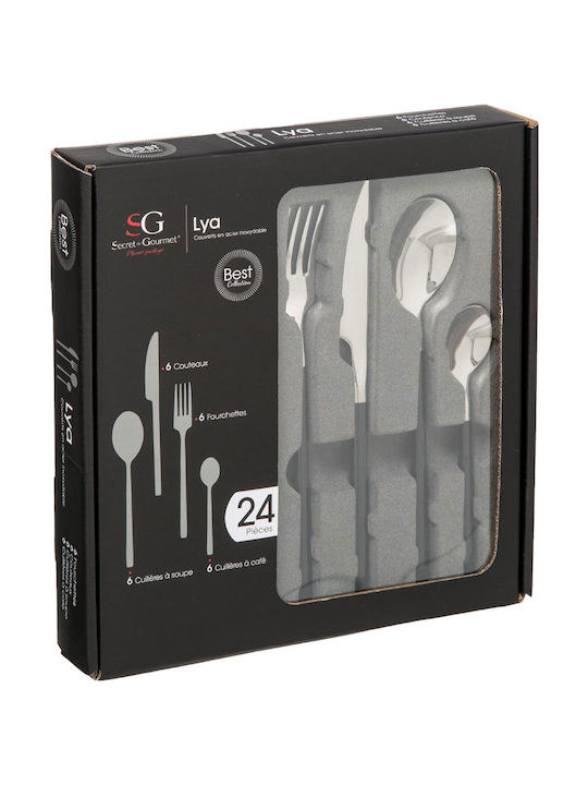 Lya Cutlery Set Stainless Black 24pcs