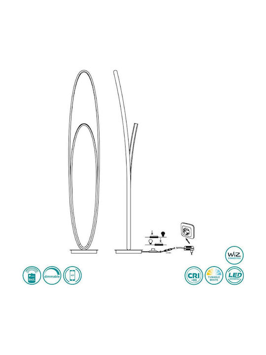 Wofi Collin LED Φωτιστικό Δαπέδου Υ144xΜ25εκ. 2200lm Ασημί