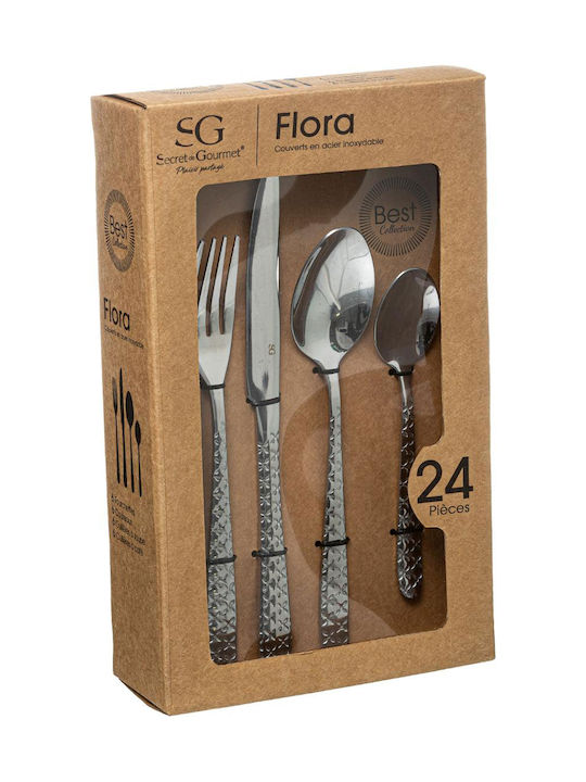 Flora Set de Tacâmuri Inoxidabil Argintiu 24buc