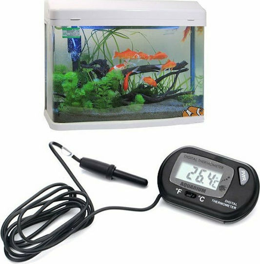 Aquarium Technical Equipment Digital Aquarium Thermometer with LCD Screen Black 5x4cm 03002DGT50BK