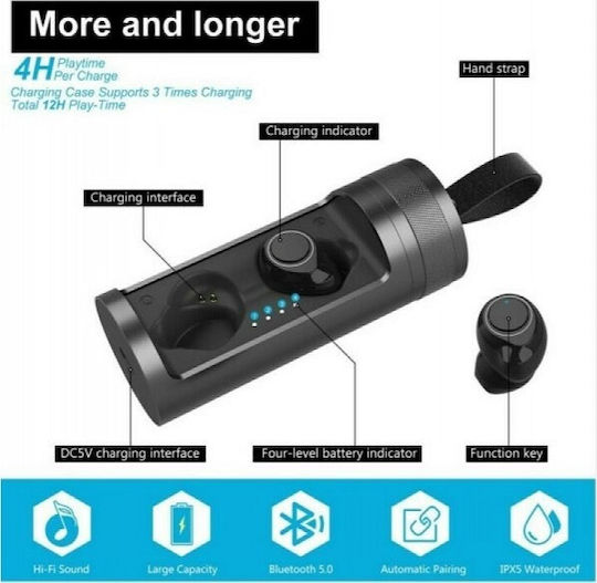 Andowl Q700 In-ear Bluetooth Handsfree Căști cu Carcasă de Încărcare Negru
