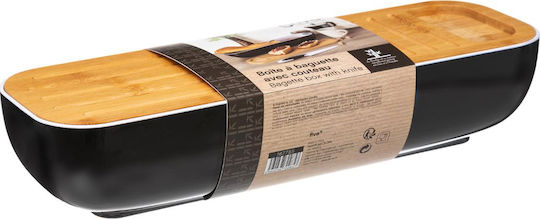 Atmosphera Brotkasten mit Deckel Hölzernes Schwarz 40x12x8.5cm