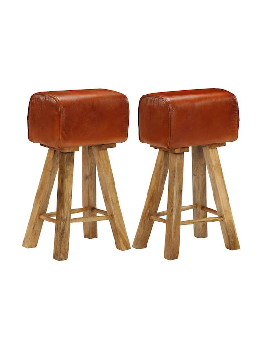 Stool Bar Leather Mango / Coffee 2pcs 48x31x76cm