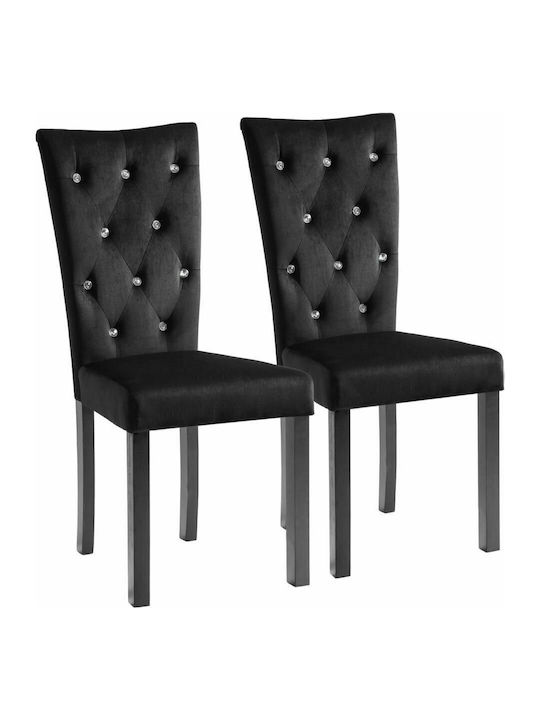 Dining Room Velvet Chair Black 43x51x98cm 2pcs