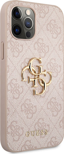 Guess Metal Logo Back Cover Πλαστικό Ροζ (iPhone 12 / 12 Pro)
