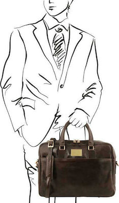 Tuscany Leather Urbino 2 compartments Τσάντα Ώμου / Χειρός για Laptop 15.6" Dark Brown