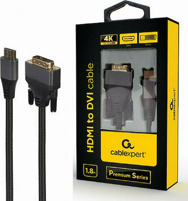 Gembird 1.8m DVI-D male to HDMI male Cable Black (CC-HDMI-DVI-4K-6)