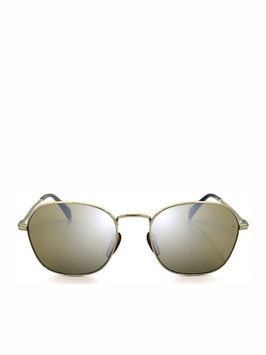 David Beckham Men's Sunglasses with Gold Metal Frame and Silver Mirrored Lenses DB 1031/G/S J5G/T4