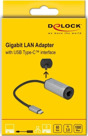 DeLock 64116 USB-C Адаптер за Мрежа с Проводниково Свързване Gigabit Ethernet