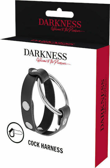 Darkness Darkness Cock Harness Metal And Leather Ring Penis And Testicles Black