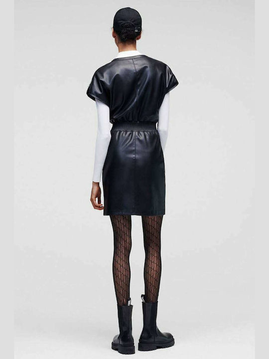 Karl Lagerfeld Mini Dress Leather Black