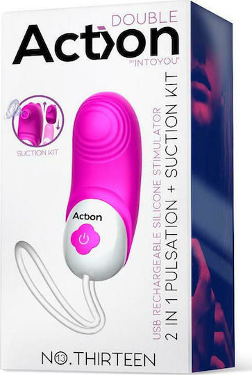 Action No 13 2 in 1 Vibe with Pulsation Function & Air Suction Вибратор Bullet с Дистанционно Управление 9.5см Розов