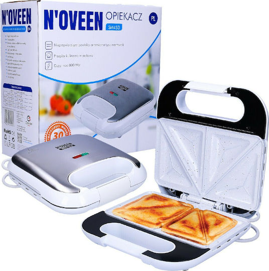 N'Oveen Sandwich Maker with Ceramic Plates for for 2 Sandwiches Sandwiches 800W Inox