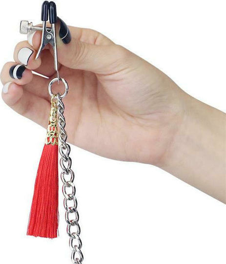 Lovetoy Chain with Nipple & Clitoris Clamps Σφιγκτήρες Θηλών σε Κόκκινο Χρώμα