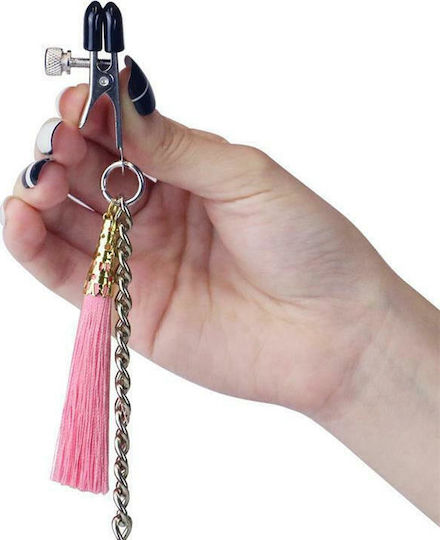 Lovetoy Chain with Nipple & Clitoris Clamps Σφιγκτήρες Θηλών σε Ροζ Χρώμα