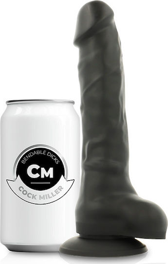 Cock Miller Glass Dildo with Balls and Suction Cup Black 18cm