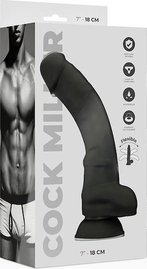 Cock Miller Glass Dildo with Balls and Suction Cup Black 18cm