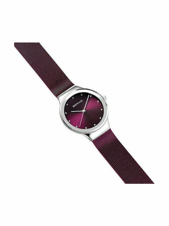 Bering Time Classic Damen Uhr mit Burgundisch Metallarmband