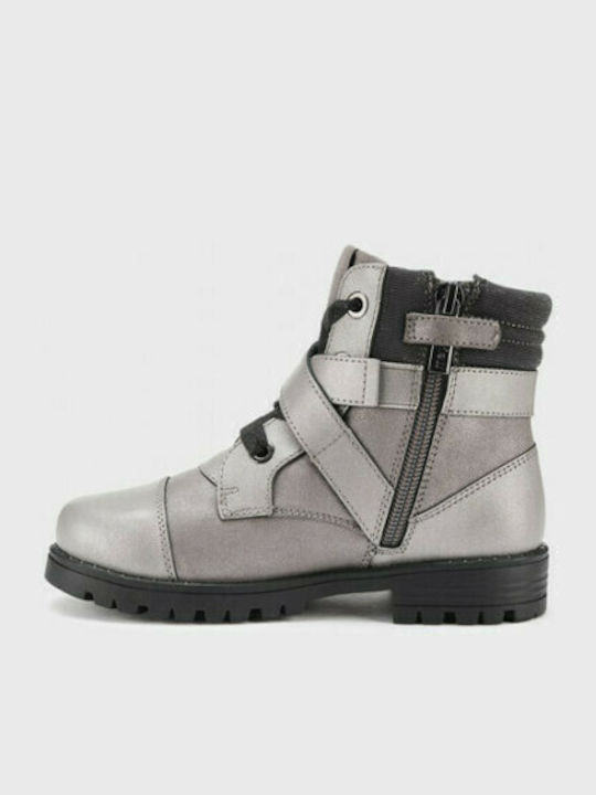 Mayoral Kids Leather Boots with Zipper Gray