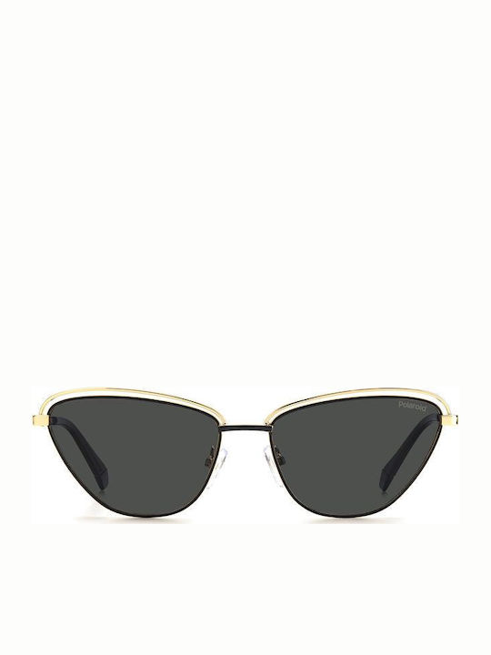 Polaroid Women's Sunglasses with Gold Metal Frame and Black Polarized Lens PLD4102/S 2M2/M9