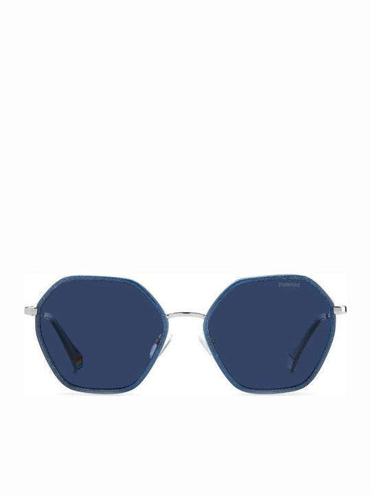 Polaroid Women's Sunglasses with Blue Metal Frame and Blue Polarized Lens PLD6147/S/X PJP/C3