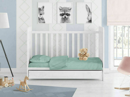 Dimcol Solid Комплект Бебешки Чаршафи За Количка Памучни Тюркоазен 120x160бр 3бр