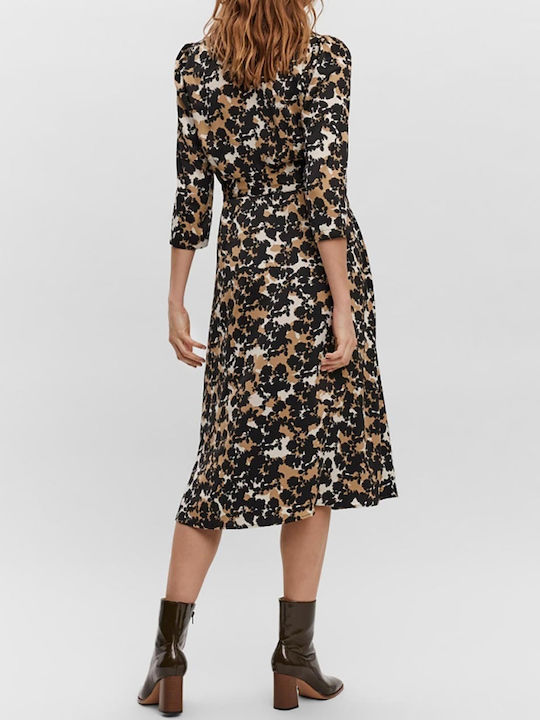 Vero Moda All Day Long Sleeve Maxi Shirt Dress with Collar Multicolour Print