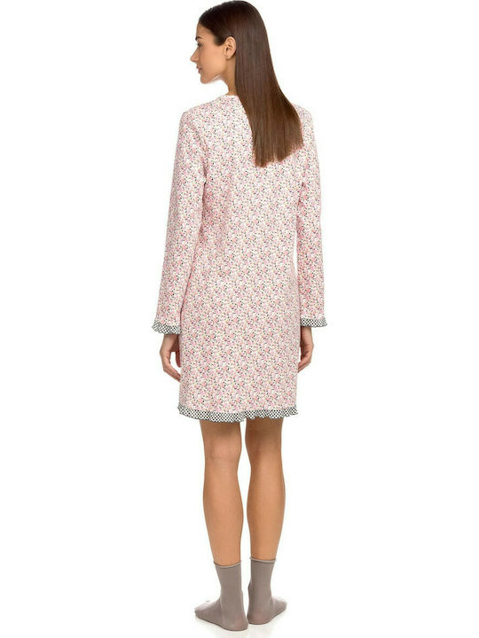 Vamp Winter Cotton Women's Nightdress Pink